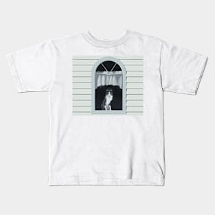 Cute Cat Sitting in a Window Kids T-Shirt